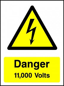 Danger 11,000V Portrait Sign