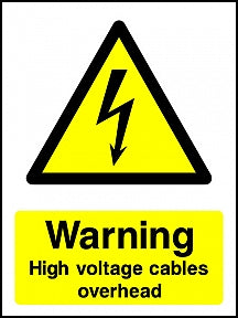 Danger HV Overhead Portrait Sign