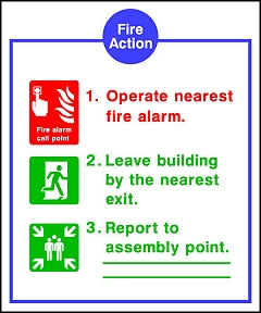 Fire Action 123 Sign