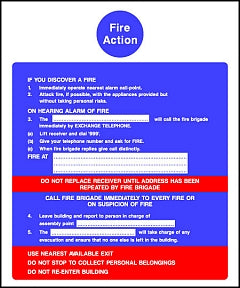 Fire Action Instructions Sign