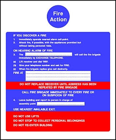 Fire Action Fire Location Sign