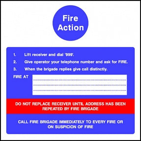 Fire Action Dial 999 Sign