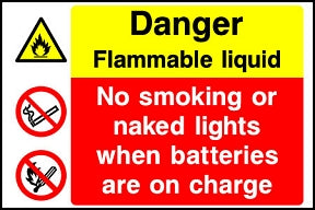 Flammable Batteries Charging Sign