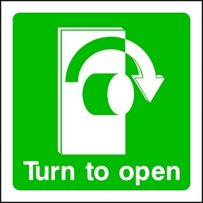 Turn R to Open (SQ) Sign