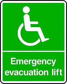 Emergency Evacuation Lift Sign