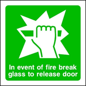 Break Glass Release Sign