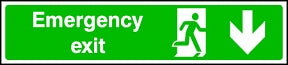 Wide Emergency Exit (down) Sign