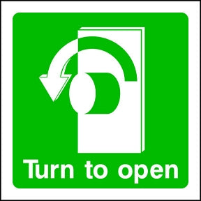 Turn L to Open (SQ) Sign