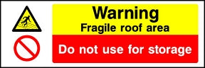 Fragile Roof Do Not Store Sign