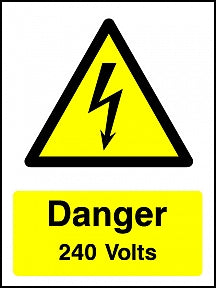 Danger 240V Portrait Sign