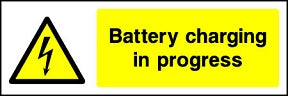 Warning Battery Charging Landscape Sign