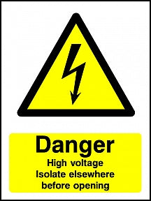 Danger HV Isolate Portrait Sign