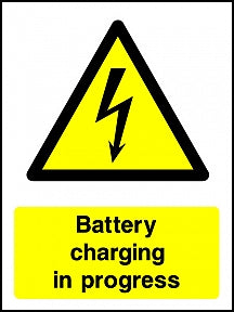Warning Battery Charging Portrait Sign