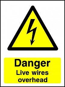 Danger Overhead Wires Portrait Sign