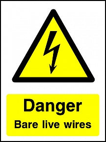 Danger Bare Wires Portrait Sign