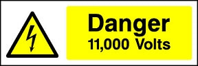 Danger 11,000V Landscape Sign