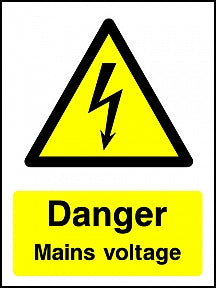 Danger Mains Voltage Portrait Sign